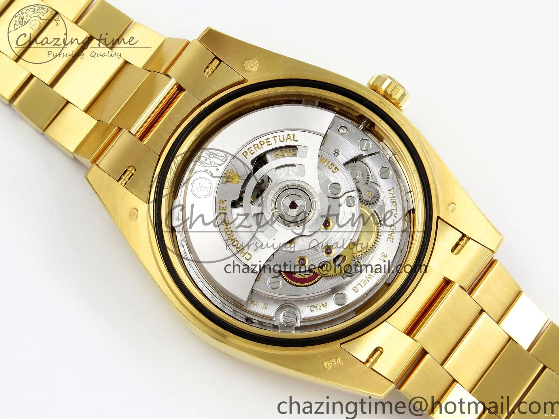 MiroTime 0105 WrinkleFree DayDate 40 228238 ARF 904L Steel YG Crystal Diamonds Bezel on President Bracelet VR 1550